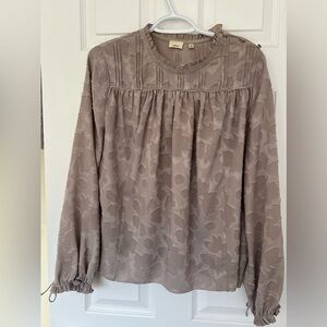 Aritzia Wilfred high collar blouse with burnout design